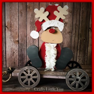 Unfinished kit measures 12" tall.
Kit includes wooden reindeer, antlers, nose, feet, hat and face.
*Note - this kit CANNOT be used without the wagon due to their design. 
*Seasonal wagon is sold separately.