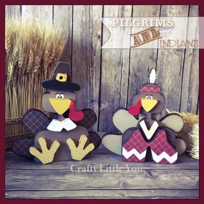 Unfinished kit measures apx. 9" tall and includes MDF wooden turkeys
•2- sets of feathers 
•2-bodies 
•2- noses 
•2-feet 
•vest 
•collar 
•hat brim 
$19 