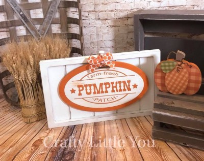 PUMPKIN OVAL HANGER 
(FA807)
Unfinished kit measures 11.5” x7” 
And includes wooden oval and white vinyl. 
