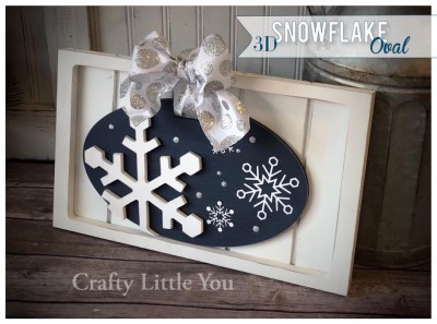 Unfinished kit measures 11.5” x7” 
And includes wooden MDF
•snowflake 
•oval board 
•vinyl