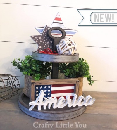 Unfinished kit includes wooden MDF
•AMERICA 9.5” x 2.75”
•flag sign 7.25” x 3.75”
•vinyl flag stencil 
•2 stars 7x7 and 4.5”x4.5”
