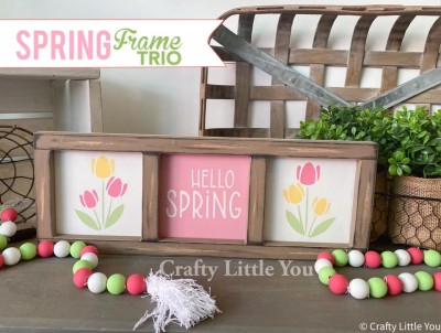 Unfinished kit measures apx. 15.5” x 5.5” and includes wooden Mdf
•backing piece
•Hello Spring white vinyl
•tulip stencils
