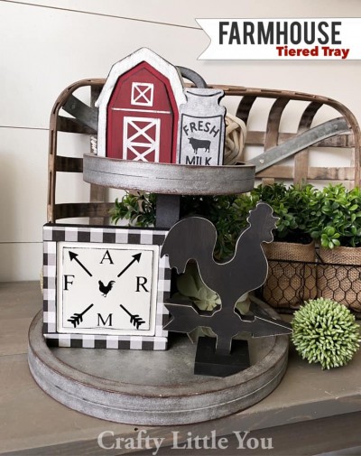 Unfinished kit measures 5” tall on the barn, and includes wooden MDF”
• BARN and white vinyl
•milk can black vinyl
•Weathervane and base
•sign ￼￼and black vinyl
