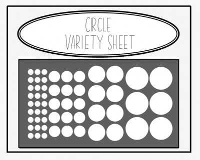 Kit includes: 
* (27) 1/4" circles
* (15) 1/2" circles
* (8) 3/4" circles
* (6) 1" circles 
