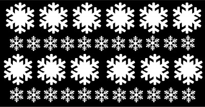 Unfinished kit includes white vinyl: 
*12 large snowflakes
*22 small snowflakes