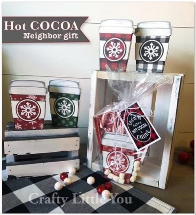 Unfinished kit measures 5” on each and includes wooden MDF
•5- hot cocoa cups
•5- white vinyl snowflakes

