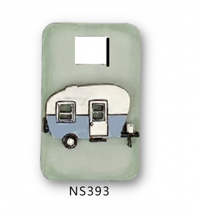 Unfinished kit measures apx. 1"x1.6" and includes wooden MDF:
* 1 hanging tag
* 1 camper wood overlay