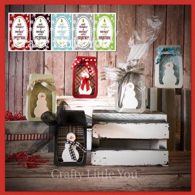 Unfinished kit measures 6” on each jar and includes wooden MDF
•5- sets of Snowmen in Jar and back piece 
