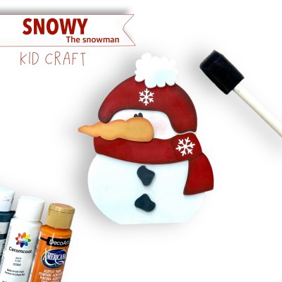 Unfinished kit measures apx. 7" and includes wooden MDF:
*1 snowman main piece
*1 snow hat
*1 snow hat puff overlay
*1 scarf 
*1 nose 
*2 snowman buttons
*White & black vinyl