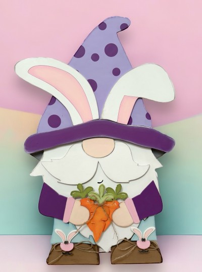 Unfinished kit measures apx.10" on the hat and includes wooden MDF:
*1 hat
*1 hat brim
*2 bunny ears
*2 arms
*1 set of connected carrots
*1 carrot overlay
*2 bunnies for shoes
*2 pant legs
*8 dot Velcros