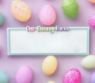 Unfinished kit measures apx. 18"x6" and includes wooden MDF:
*1 main piece board
*1 frame overlay
*1 set of  “Our Bunny Farm” wood word overlays