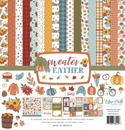 Each Collection Kit includes twelve 12” x 12” double sided papers that feature unique designs on each side. Kits also includes one 12” x 12" Element Sticker Sheet that highlights some favorite details from within the collection. 