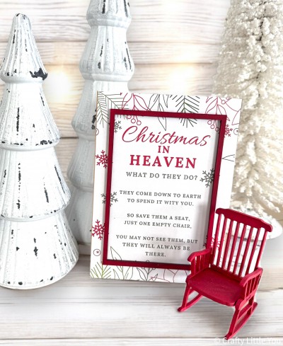 Unfinished kit measures apx. 5"x7" and includes wooden MDF: *1 5"x7" back and frame *1 easel stand *1 chair *1 "Christmas in Heaven" paper